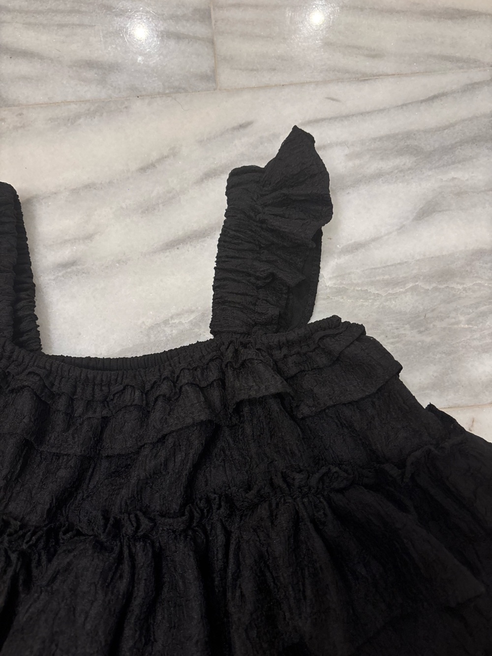 Black Ruffled Crop Top - Picture 2 of 2